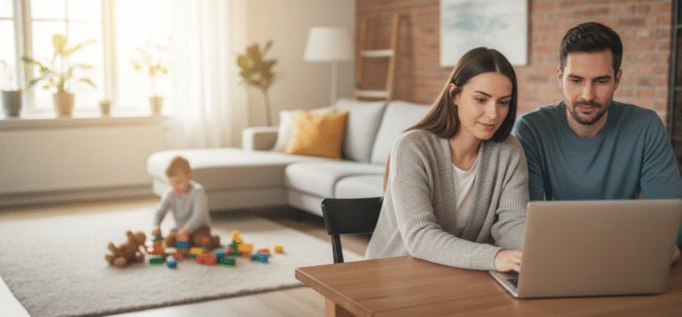 Padres planificando inversión a largo plazo para sus hijos con cartera automatizada