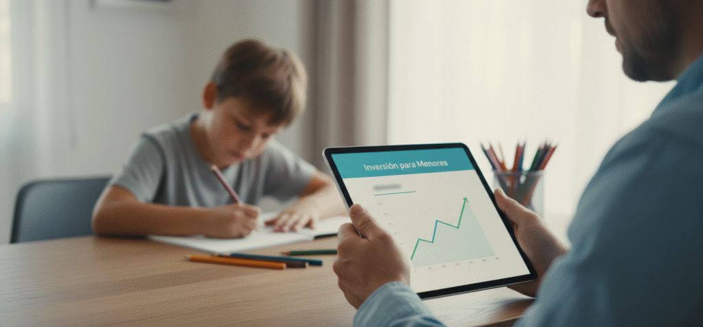 Familia gestionando cartera de inversión para menores con roboadvisor